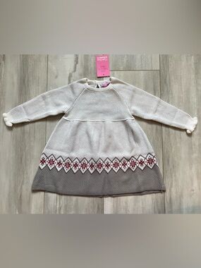 NWT RuffleButts Gray Fair Isle Alpine Long Sleeve Sweater Dress girls 12-18M